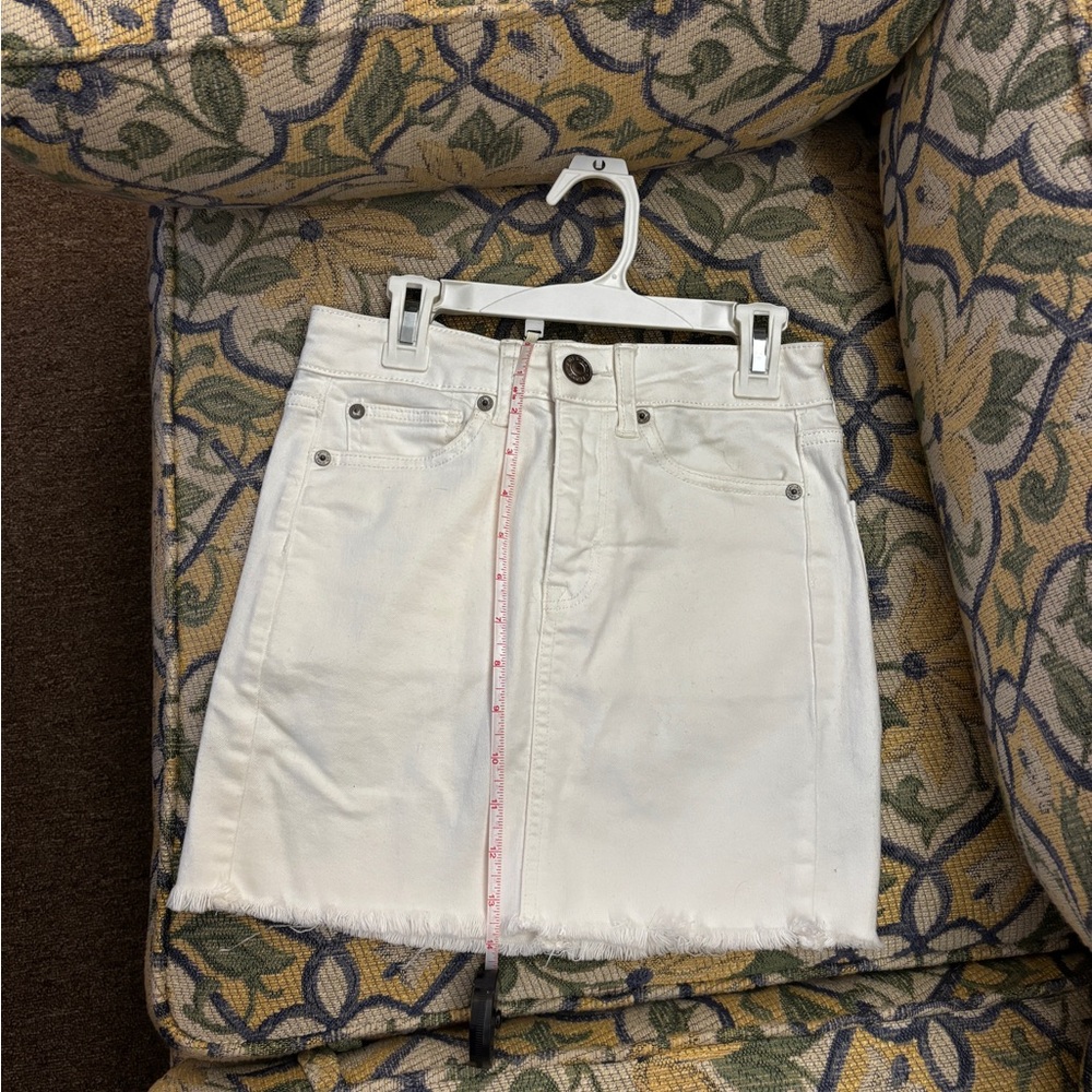 White Denim Mini Skirt